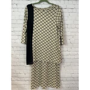 Comfy USA Black Lagenlook Skirt & Top Shirt Blouse Stretch Knit Soft Medium